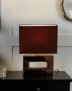 Tischlampe Braun 42 Cm Rechteckig Onyx