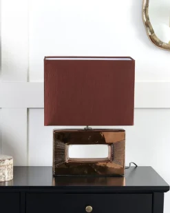 Tischlampe Braun 42 Cm Rechteckig Onyx