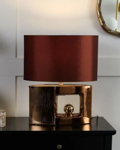 Tischlampe Braun 48 Cm Trommelform Duero
