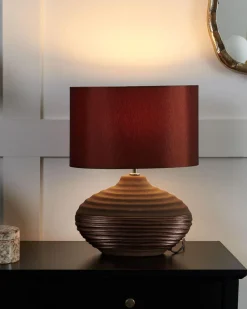 Tischlampe Braun 42 Cm Trommelform Lima