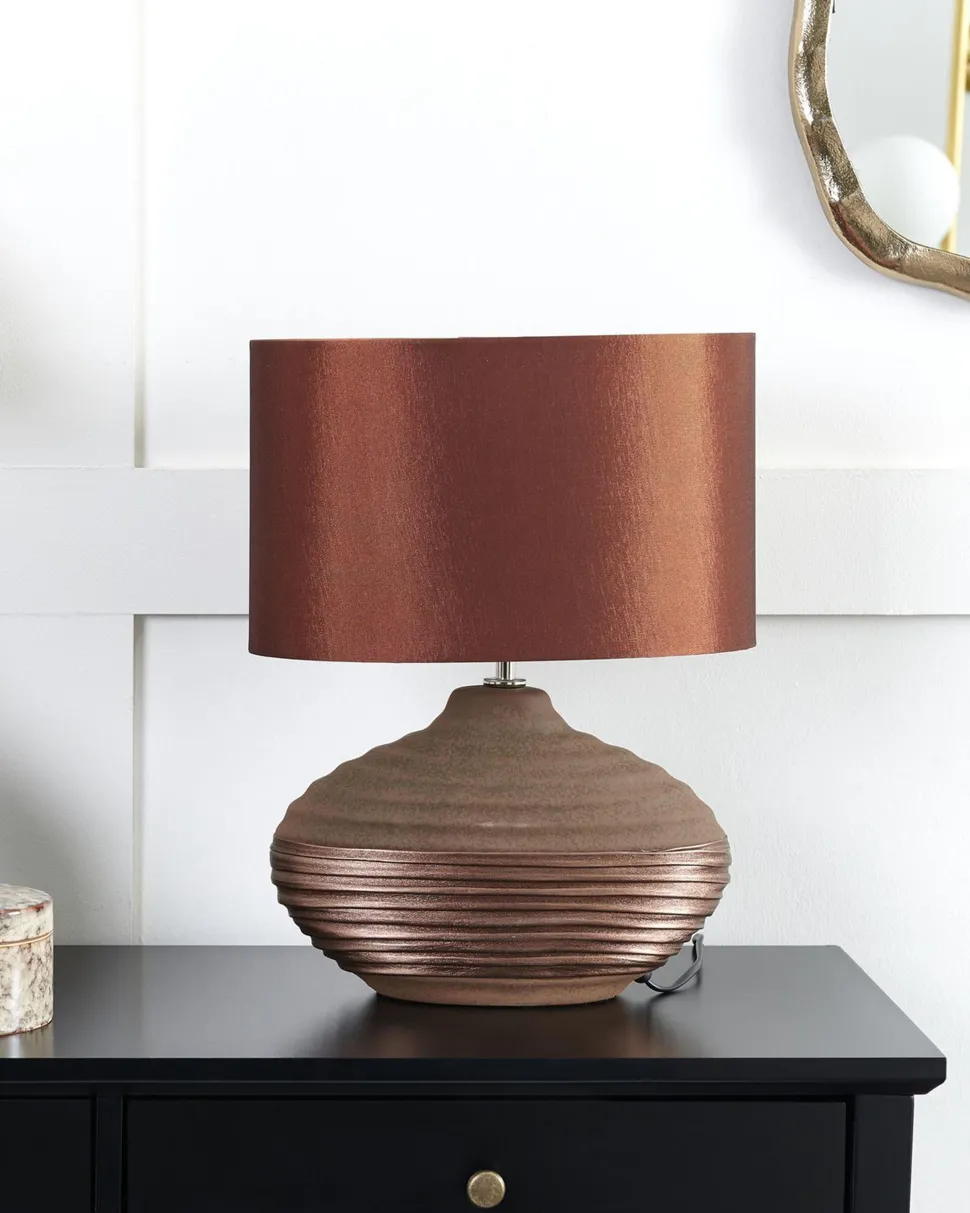 Tischlampe Braun 42 Cm Trommelform Lima