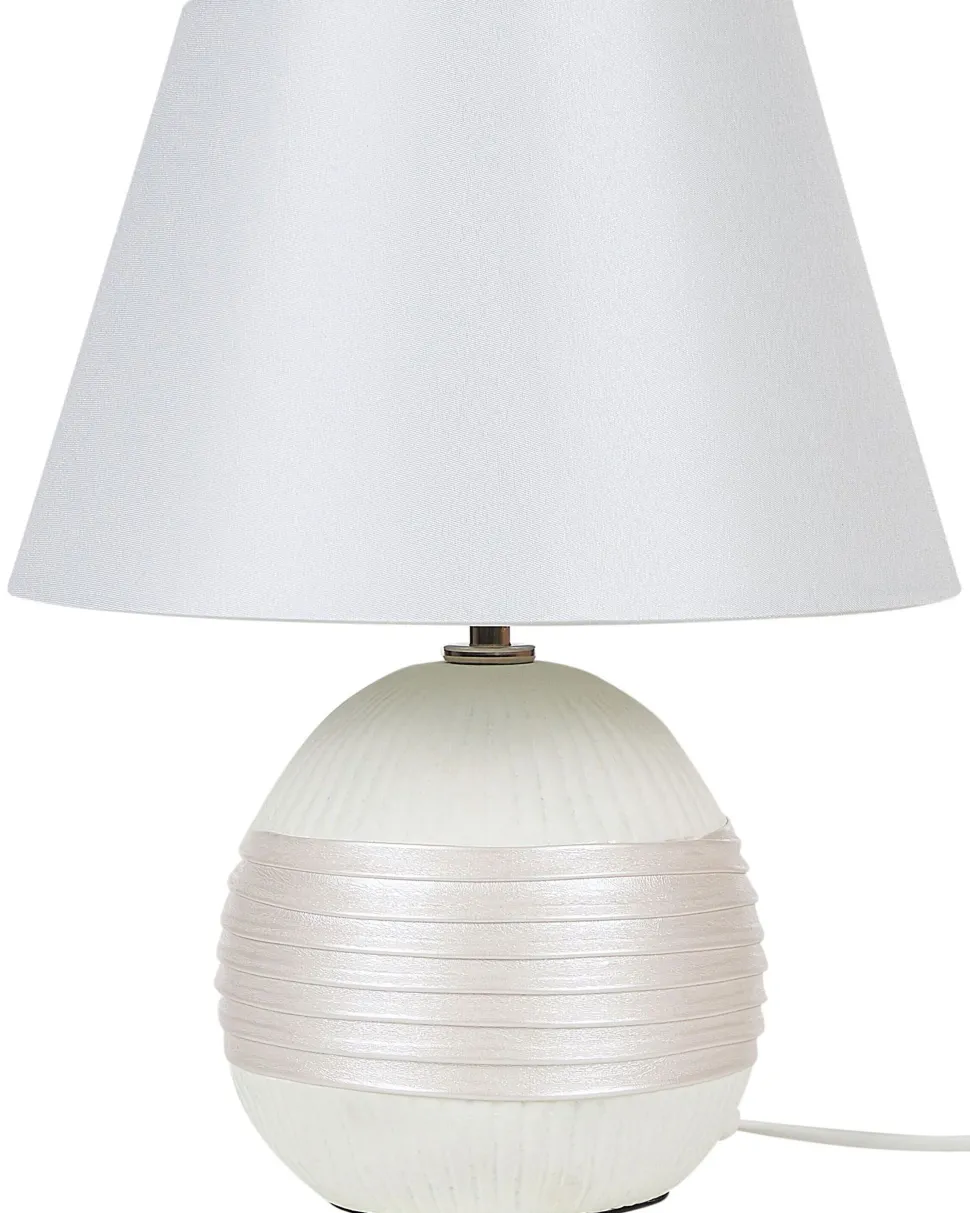 Tischlampe Cremeweis Keramik 37 Cm Kegelform Sado