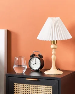 Tischlampe Eichenholz Hellbraun / Weis 39 Cm Kegelform Cooks