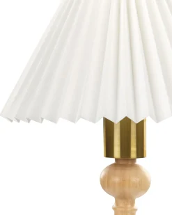 Tischlampe Eichenholz Hellbraun / Weis 39 Cm Kegelform Cooks