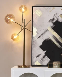 Tischlampe Glas Gold 70 Cm 3-Flammig Rund Tamesi