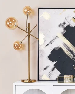 Tischlampe Glas Gold 70 Cm 3-Flammig Rund Tamesi