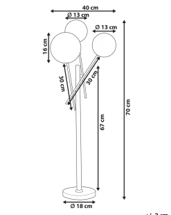 Tischlampe Glas Gold 70 Cm 3-Flammig Rund Tamesi
