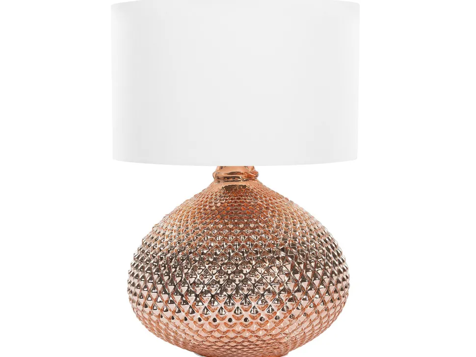 Tischlampe Glas Kupfer 55 Cm Trommelform Madon