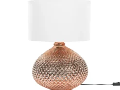 Tischlampe Glas Kupfer 55 Cm Trommelform Madon
