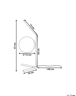 Tischlampe Glas Schwarz / Weis 47 Cm Kugelform Wapiti