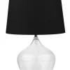 Tischlampe Glas Transparent / Schwarz 45 Cm Trommelform Osum