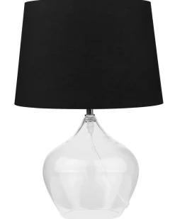 Tischlampe Glas Transparent / Schwarz 45 Cm Trommelform Osum