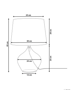 Tischlampe Glas Transparent / Schwarz 45 Cm Trommelform Osum