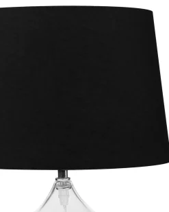 Tischlampe Glas Transparent / Schwarz 45 Cm Trommelform Osum