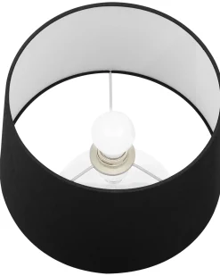 Tischlampe Glas Transparent / Schwarz 45 Cm Trommelform Osum