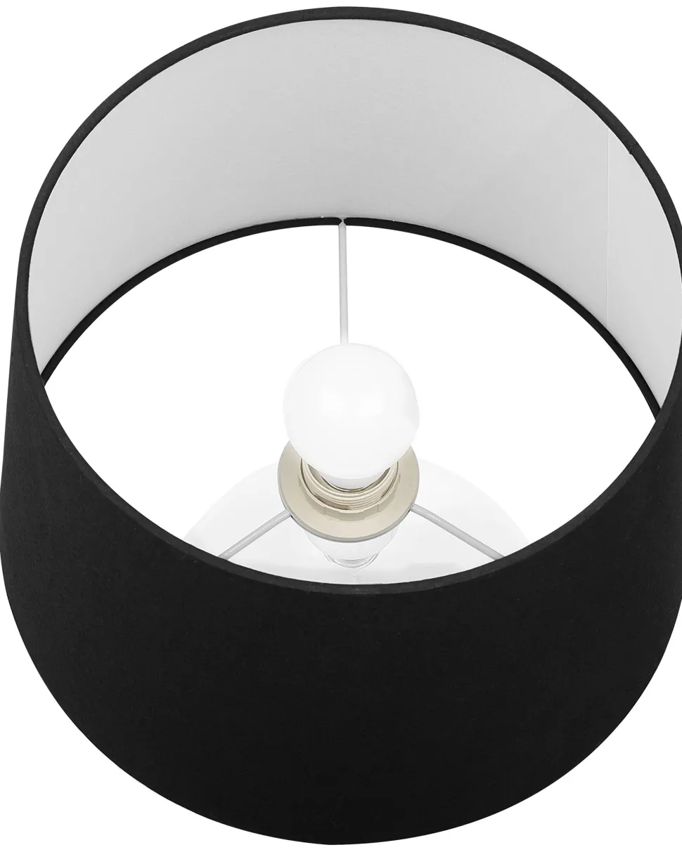 Tischlampe Glas Transparent / Schwarz 45 Cm Trommelform Osum