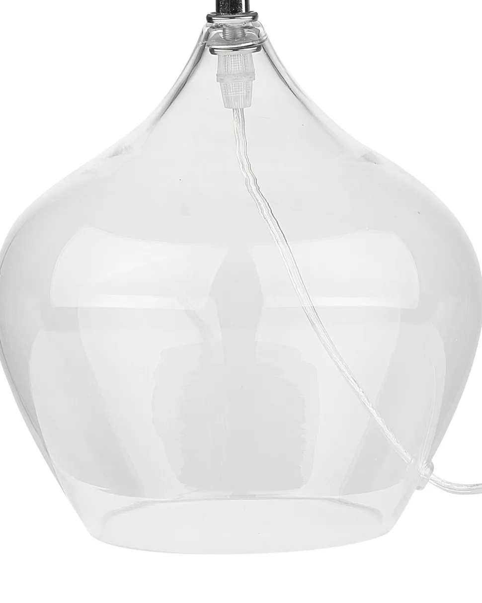 Tischlampe Glas Transparent / Schwarz 45 Cm Trommelform Osum