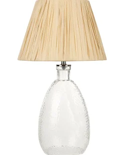 Tischlampe Glas Transparent / Naturlich 54 Cm Kegelform Blanco