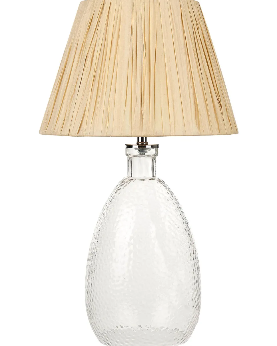 Tischlampe Glas Transparent / Naturlich 54 Cm Kegelform Blanco