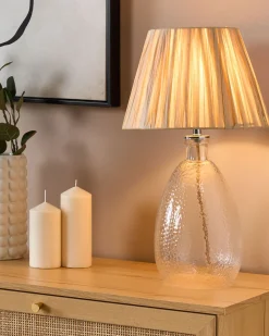 Tischlampe Glas Transparent / Naturlich 54 Cm Kegelform Blanco