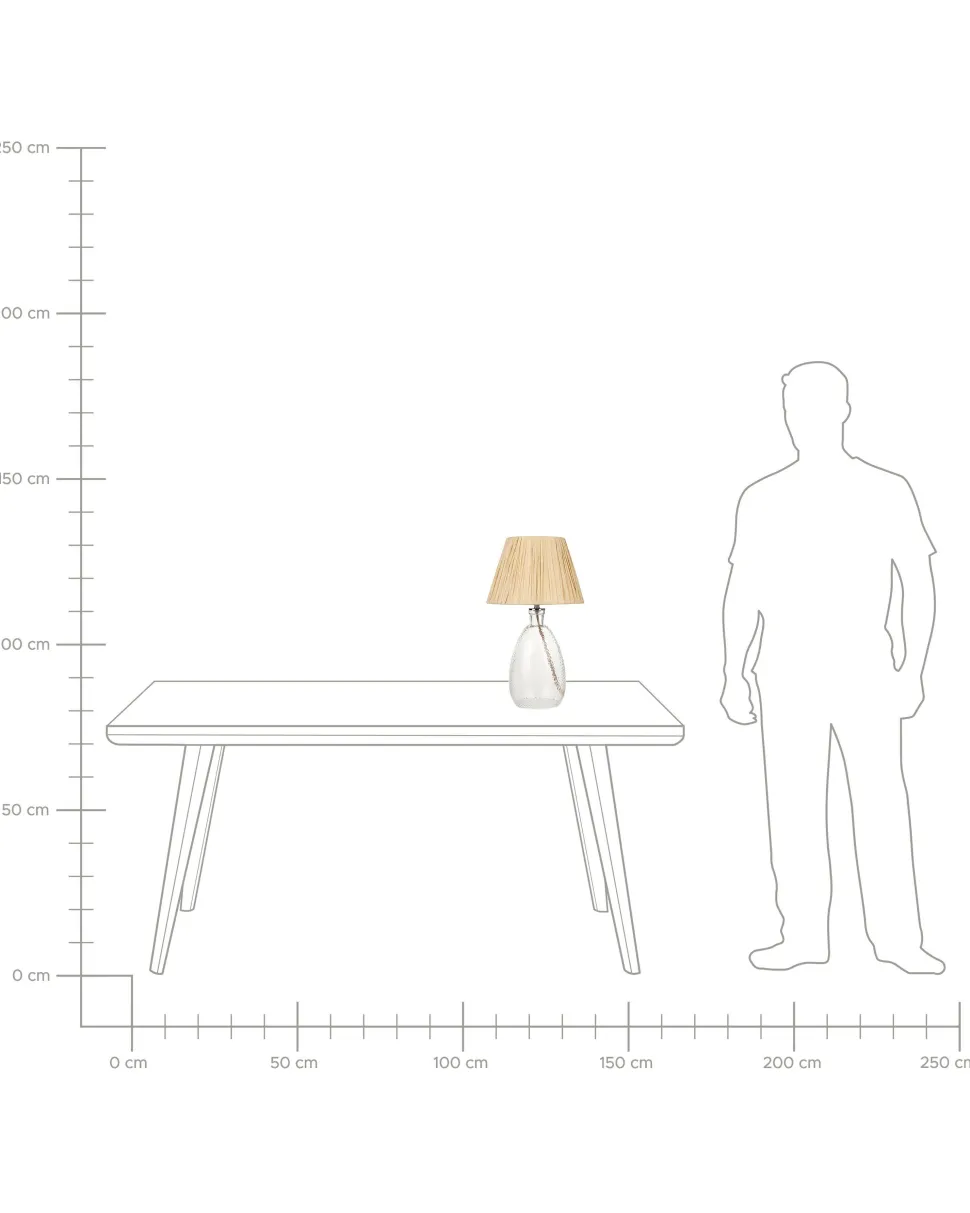 Tischlampe Glas Transparent / Naturlich 54 Cm Kegelform Blanco