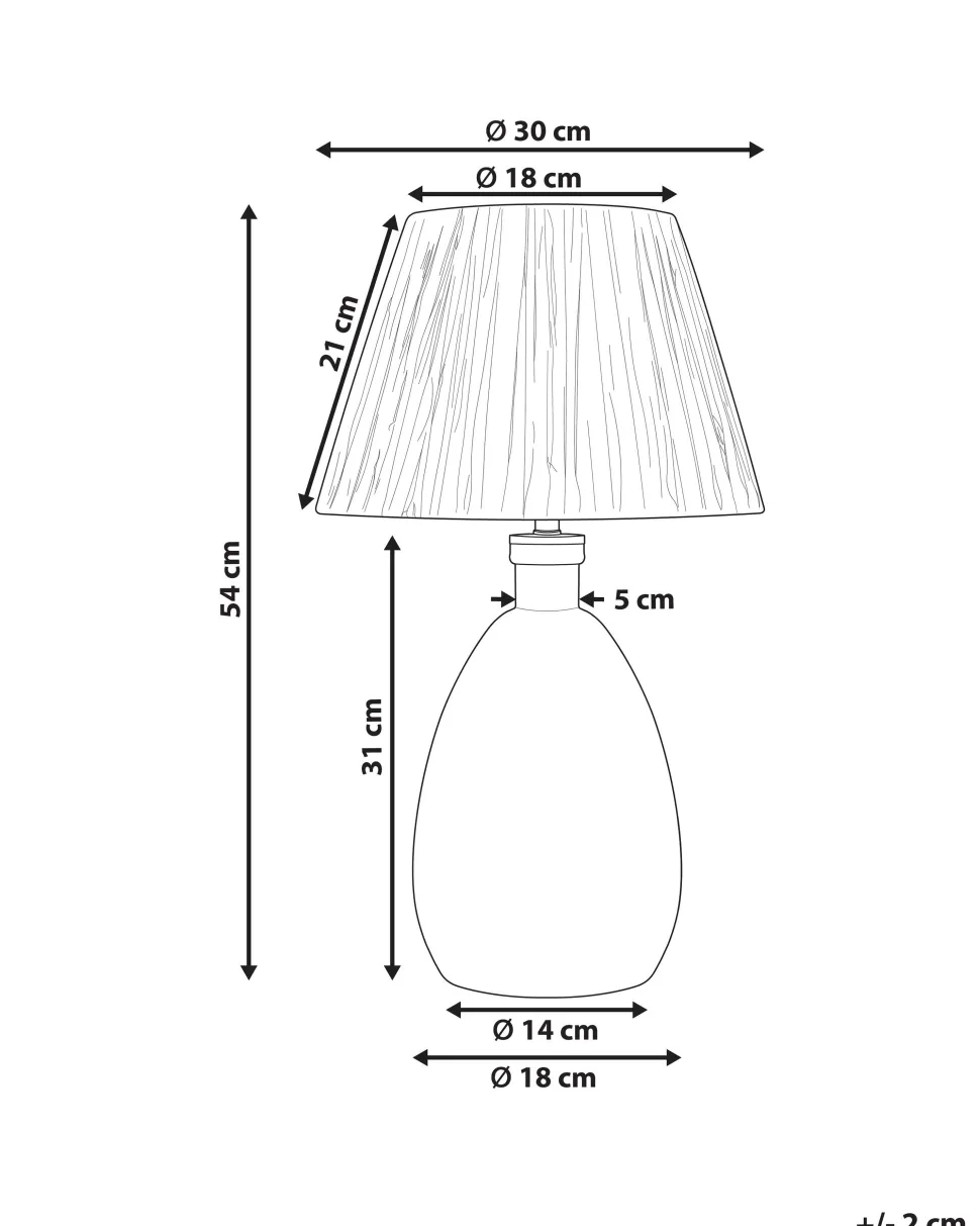 Tischlampe Glas Transparent / Naturlich 54 Cm Kegelform Blanco