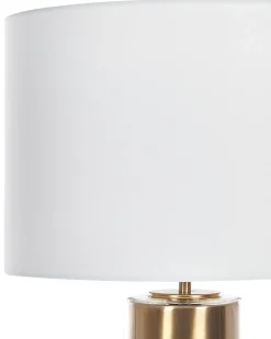 Tischlampe Gold / Weis 63 Cm Trommelform Beatton