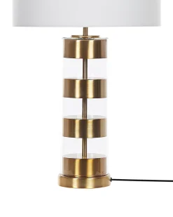 Tischlampe Gold / Weis 63 Cm Trommelform Beatton