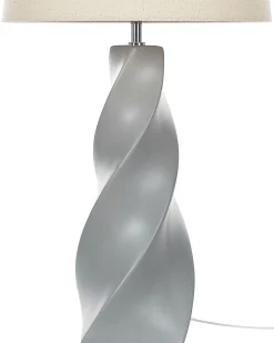 Tischlampe Grau 71 Cm Trommelform Belaya