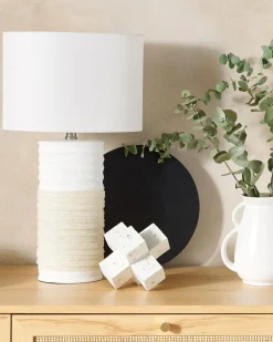 Tischlampe Hellbeige 38 Cm Trommelform Navia