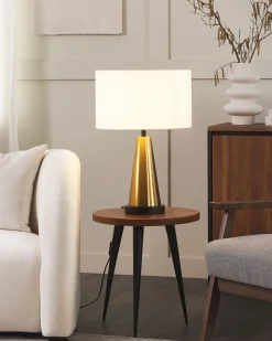 Tischlampe Hellbeige / Gold 60 Cm Trommelform Sandon