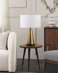 Tischlampe Hellbeige / Gold 60 Cm Trommelform Sandon