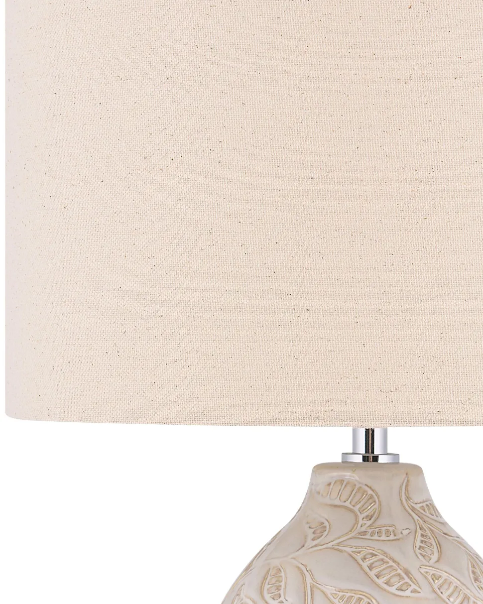 Tischlampe Keramik Beige 57 Cm Trommelform Salza