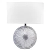 Tischlampe Keramik Grau / Weis 40 Cm Trommelform Yuna