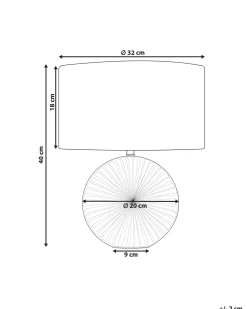 Tischlampe Keramik Grau / Weis 40 Cm Trommelform Yuna