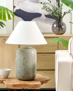Tischlampe Keramik Grau 47 Cm Mussel