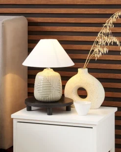 Tischlampe Keramik Grau Canelles