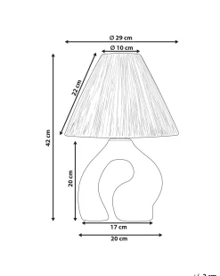 Tischlampe Keramik Naturlich / Weis 42 Cm Kegelform Barbas
