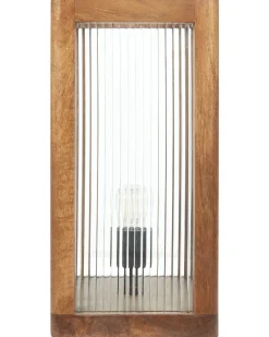 Tischlampe Mango Holz Hellbraun 50 Cm Geometrisch Kolidam