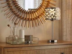 Tischlampe Nickel 40 Cm Trommelform Sajo S
