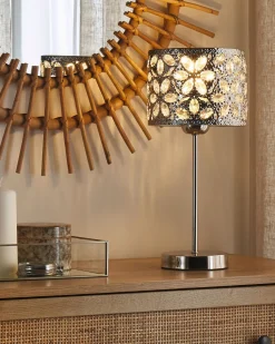 Tischlampe Nickel 58 Cm Trommelform Sajo L