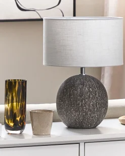 Tischlampe Schwarz 39 Cm Trommelform Fonissa