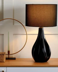 Tischlampe Schwarz 60 Cm Trommelform Santee