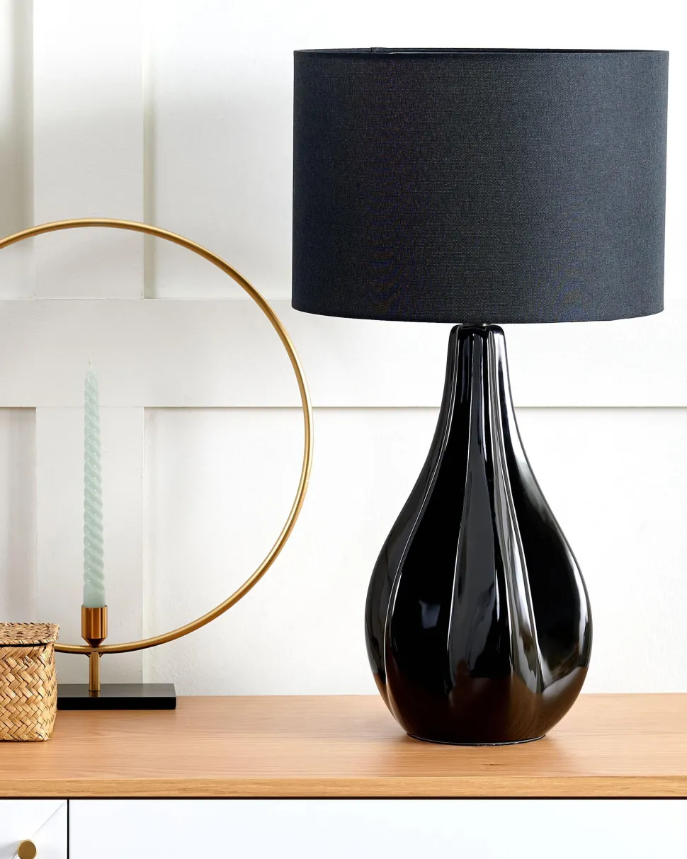 Tischlampe Schwarz 60 Cm Trommelform Santee