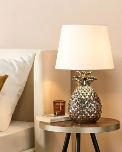 Tischlampe Silber 52 Cm Rund Pineapple