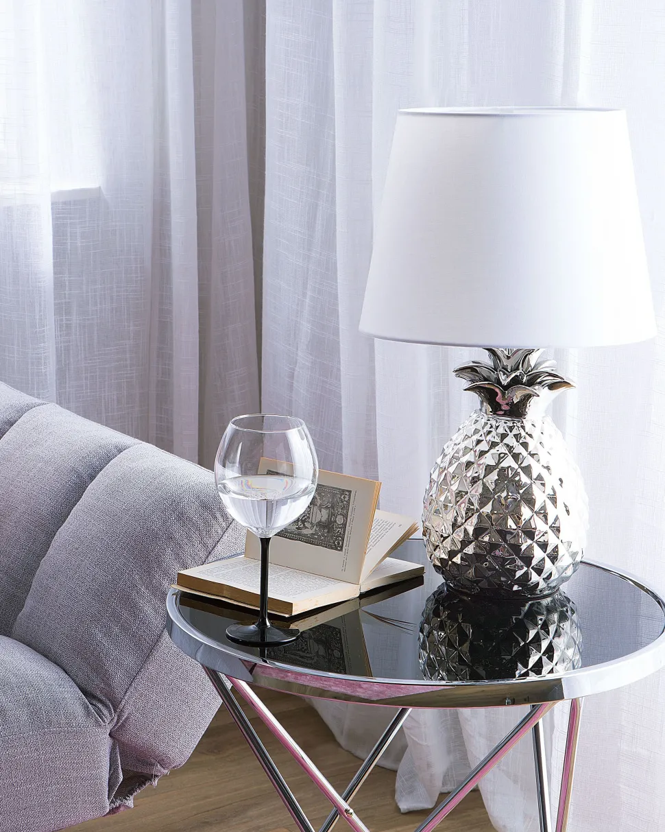 Tischlampe Silber 52 Cm Rund Pineapple