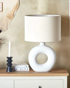 Tischlampe Weis 58 Cm Trommelform Venta