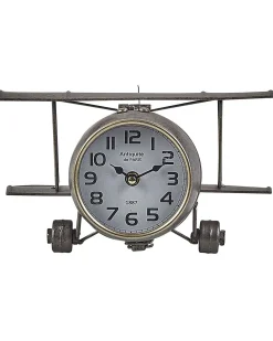 Tischuhr Silber Flugzeugsform 15 Cm Stans