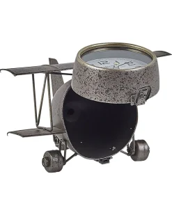 Tischuhr Silber Flugzeugsform 15 Cm Stans