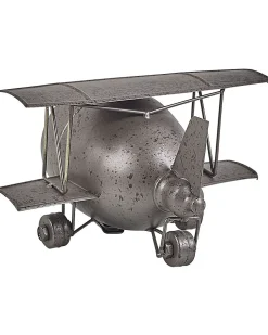 Tischuhr Silber Flugzeugsform 15 Cm Stans
